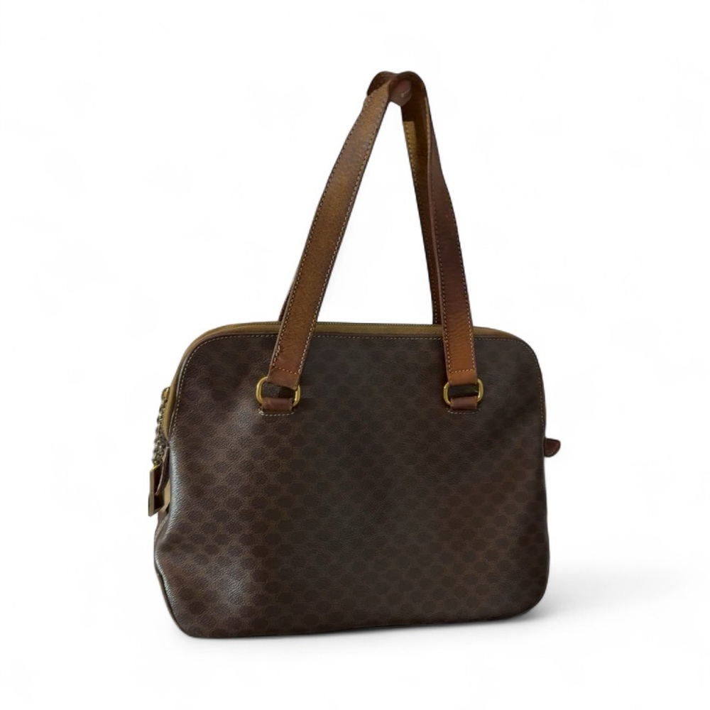 Celine Macadam Canvas Shoulder Bag Vintage, Leather Trim - Picture 1 of 14
